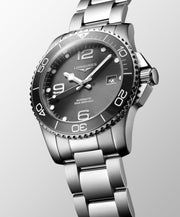 Longines Hydroconquest 41mm L3.781.4.76.6 - cassa e bracciale acciaio - quadrante grigio con datario